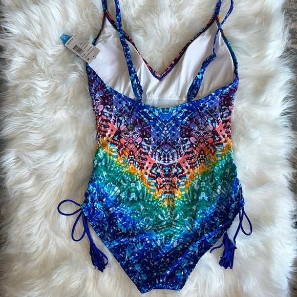 π Skinnydippers by MIRACLESUIT One Piece Swimsuit Multi-Color Tassels Size M - Picture 10 of 16